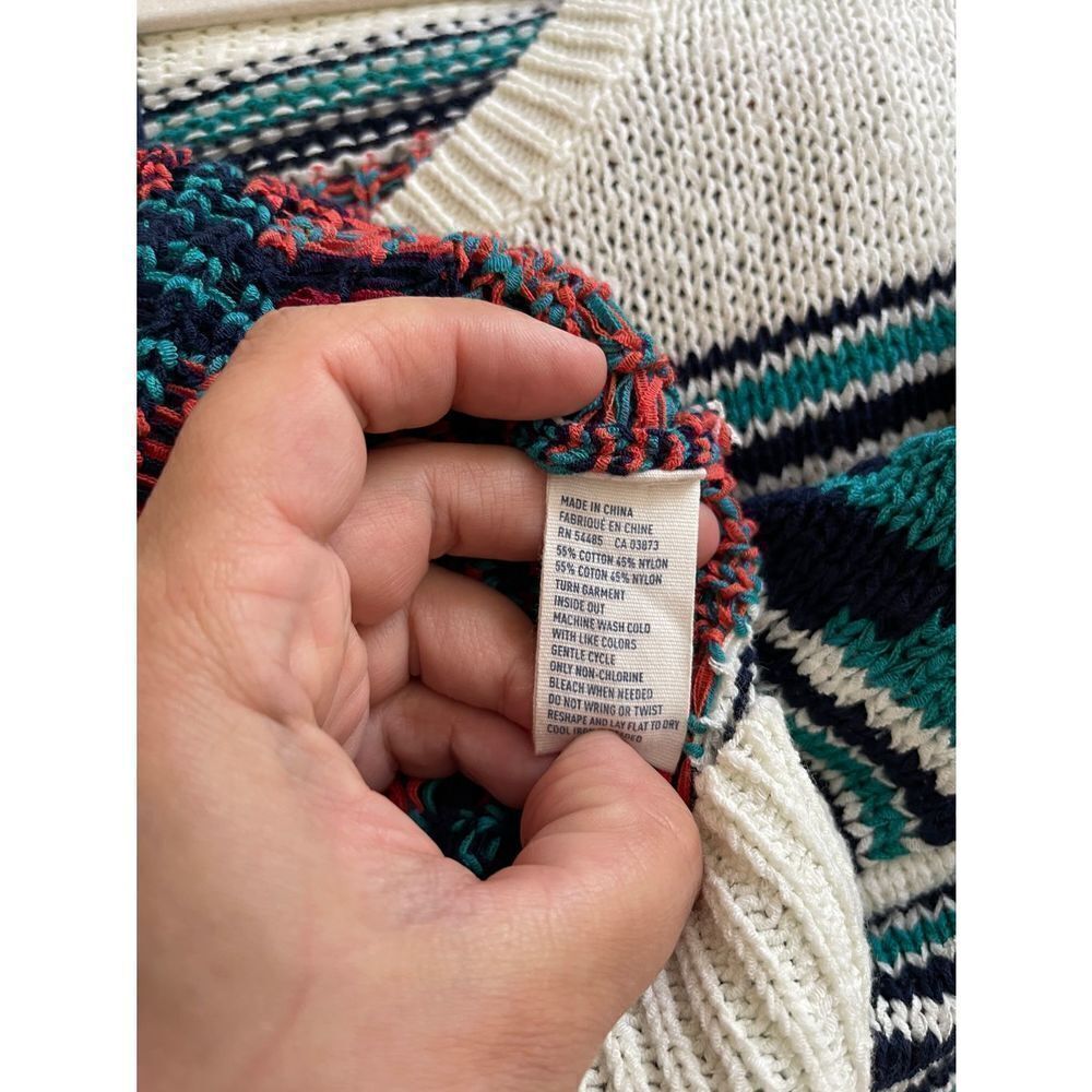 AEO Sweater Knit Aztec Southwestern Print Womens Small/P White green Orange Blue - Picture 5 of 7